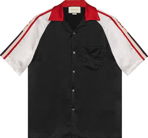 gucci striped bowling shirt|gucci button down shirt.